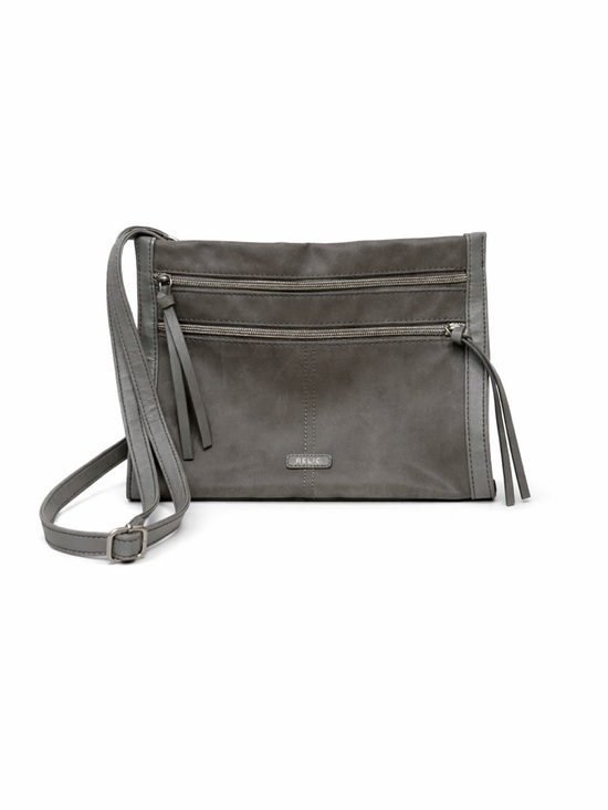 Relic Handbags - Relic Gray Suede Crossbody with Dual Front Zips